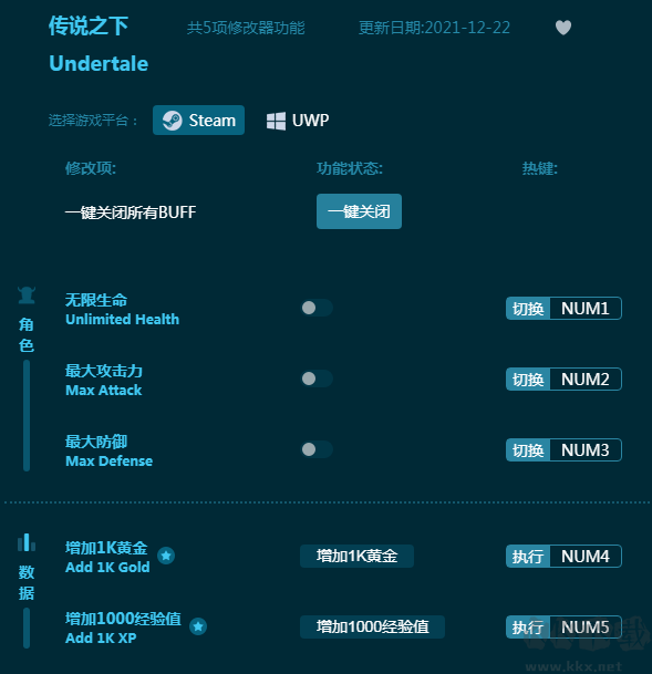 传说之下五项修改器