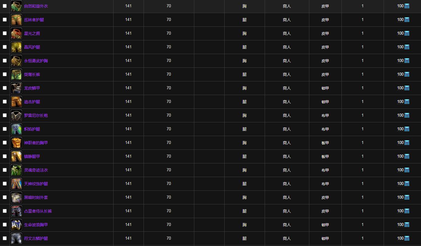 《魔兽世界怀旧服》141牌子装备一览