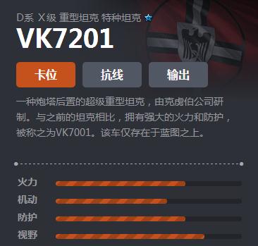 《坦克世界》D系VK7201介绍