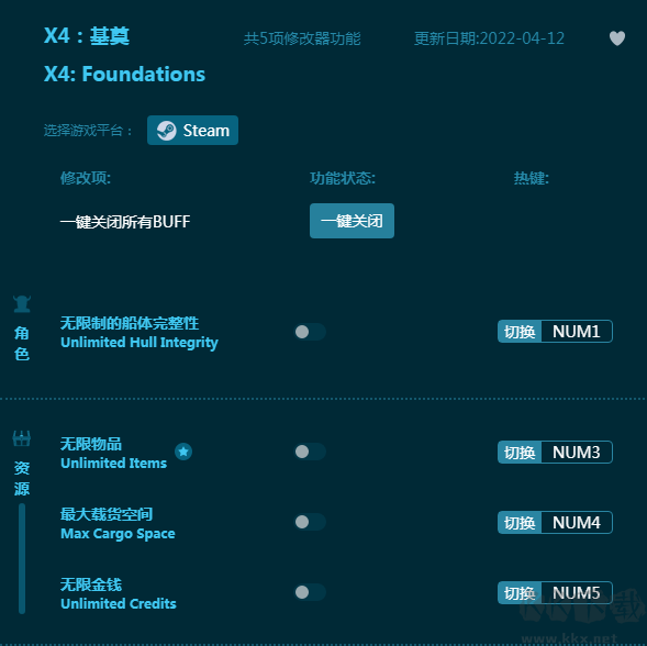 X4:基奠五项修改器